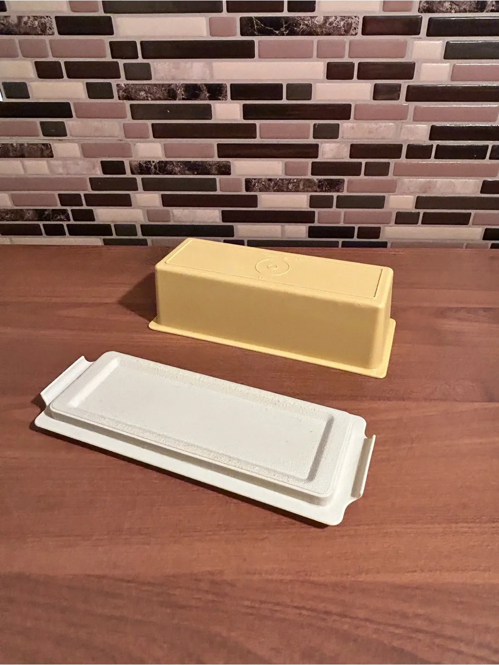 Vintage 1970s Tupperware Gold Butter Dish